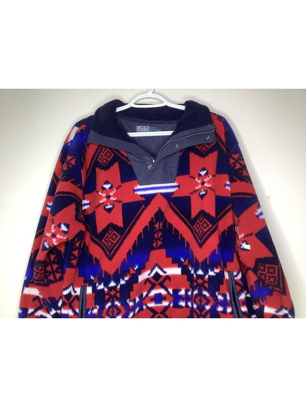 < Vintage Polo Ralph Lauren Aztec Southwestern Fleece Pullover > - Picture 4 of 9